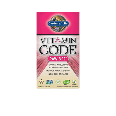 Витаминный код RAW B12 — витамин B12 с антиоксидантами, пробиотиками и ферментами. Биоактивный комплекс, 30 веганских капсул.
