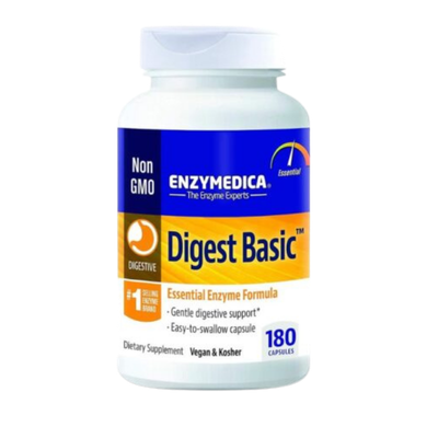 Enzymedica Digest™ Basic - augaliniai virškinimo fermentai kasai ir žarnynui, 180 vegkapsulių
